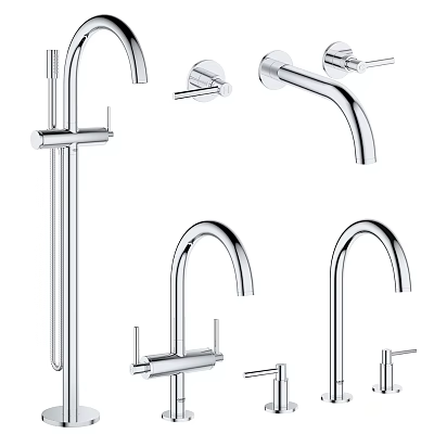 Various Modern Chrome Faucet Designs With Sleek Style For Home Kitchen And Bathroom 3d model