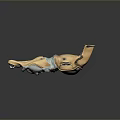 Futuristic Sci Fi Vehicle with Brown Exterior Blue Glowing Elements and Round Thrusters
