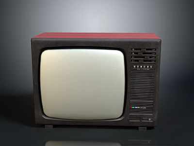 Vintage Retro TV Electronic Appliance With Red Top And Black Body Design 3d model