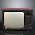 Vintage Retro TV Electronic Appliance With Red Top And Black Body Design