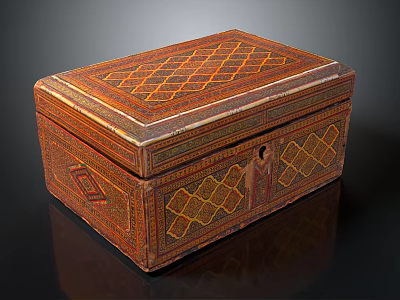 Vintage Wooden Display Cabinet Shelf With Geometric Carved Patterns And Traditional Style 3d model