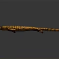 Realistic Striped Reptile 3D Model With Long Tail Open Mouth Brown Yellow Color Dark Background