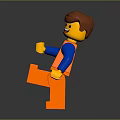 Smiling Lego Figure In Orange Vest And Blue Sleeves As Daily Household Accessory