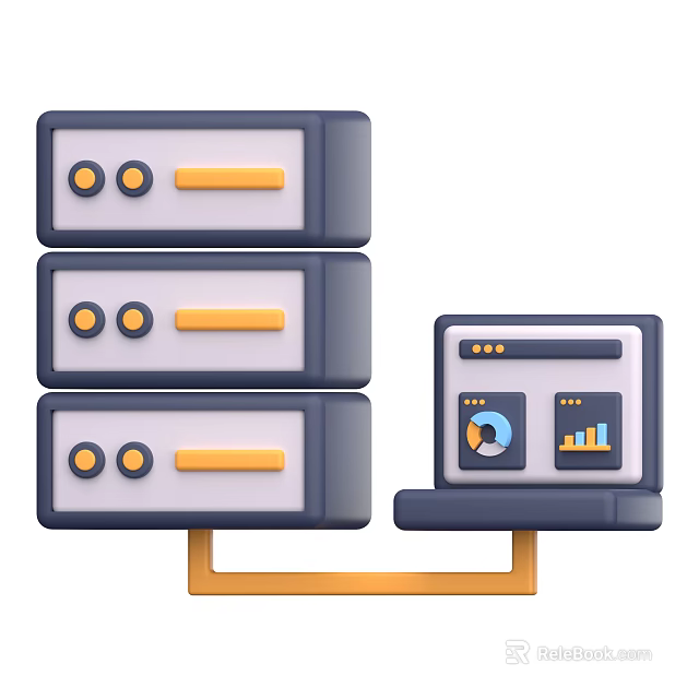 Stacked Server Racks With Monitoring Dashboard Display And Data Charts Visualization 3d model 