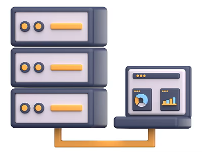 Stacked Server Racks With Monitoring Dashboard Display And Data Charts Visualization 3d model