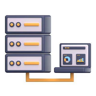 Stacked Server Racks With Monitoring Dashboard Display And Data Charts Visualization 3d model