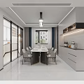 Modern Living Dining Room Interior Design With White Sofa Large TV Floor to Ceiling Windows