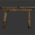 Rustic Solid Wood Table With Rectangular Top And Four Legs Design
