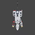 Game Movie Character Mechanical Shark With White Body Sharp Teeth And Red Details