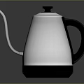 Silver Stainless Steel Electric Kettle With Long Spout And Black Handle