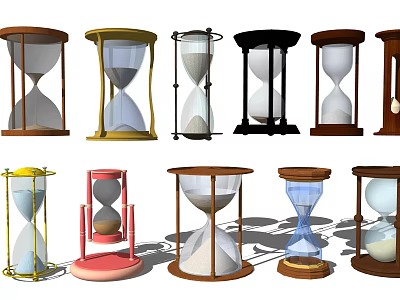 Colorful Decorative Ornament Set With Various Designed Hourglasses For Home Decor 3d model