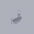 Sleek White Freestanding Bathtub With Chrome Faucet And Full Length Mirror In Modern Bathroom Interior Design