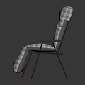 Soft Plaid Pattern Reclining Chair With Metal Frame For Comfortable Indoor Seating