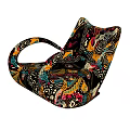Colorful Abstract Pattern Leisure Chair With Unique Curved Design And Comfortable Fabric