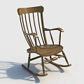 Elegant Wooden Rocking Chair With Slatted Back Armrests And Solid Wood Finish