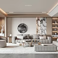 Modern Living Room Interior Design With Grey Sofa Round Wall Decor Coffee Table And Area Rug