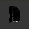 Fashionable Black Skirt With Studded Decorative Hem And Smooth Leather Like Finish