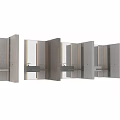 Modern Bathroom Washbasin Vanity Design With Concrete Countertop Wooden Cabinets And Large Mirror