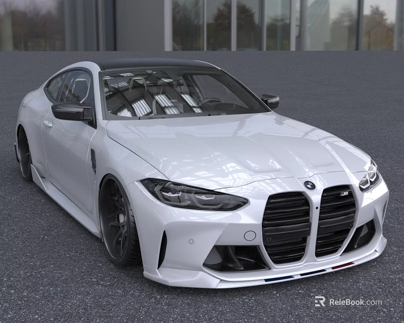 White Sleek Sports Car With Modern Design Black Wheels And Front Grille 3d model 