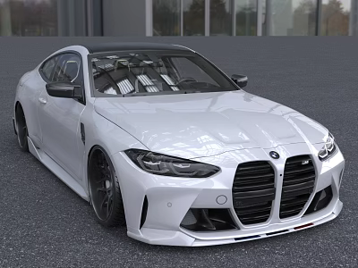 White Sleek Sports Car With Modern Design Black Wheels And Front Grille 3d model