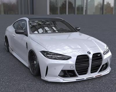 White Sleek Sports Car With Modern Design Black Wheels And Front Grille 3d model