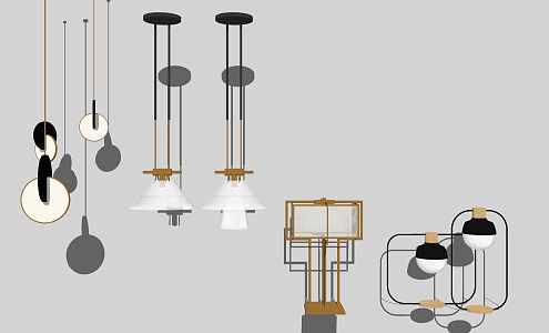 Light luxury lamps combination chandelier combination 3d model