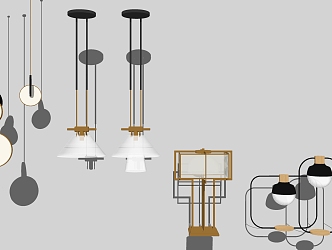 Light luxury lamps combination chandelier combination 3d model