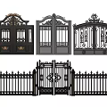 Classic Iron Entrance Gates With Intricate Carved Patterns And Decorative Details