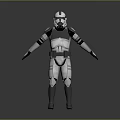 Detailed Clone Trooper 3D Model With White Gray Armor Standing Pose