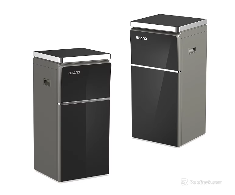 BIVO Black Refrigerators with Silver Trim Double Door Modern Home Kitchen Appliances 3d model 
