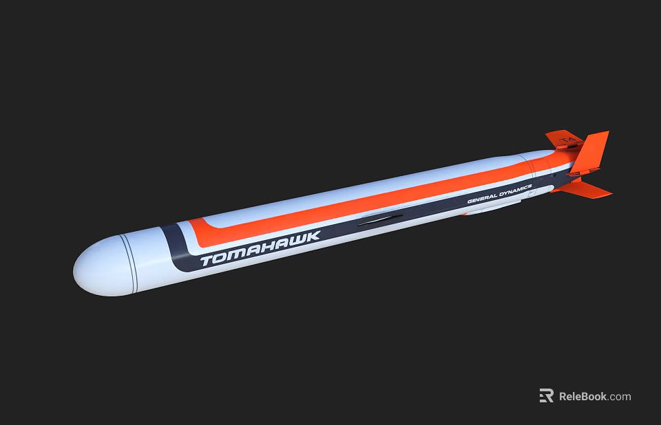 Tomahawk Cruise Missile Military Weapon With Aerodynamic Design And Long Range Capability 3d model 
