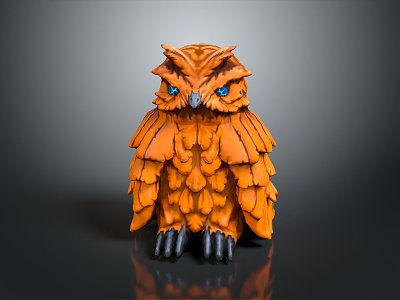 Owl grimace owl long-eared owl wulin owl monkey face owl carved owl 3d model