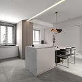 Modern Living Dining Room Interior With Black Chairs White Table Green Plants And Pendant Lamp