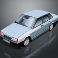 Detailed Light Blue Classic Sedan Model With Shiny Finish Silver Wheels And Black Bumper