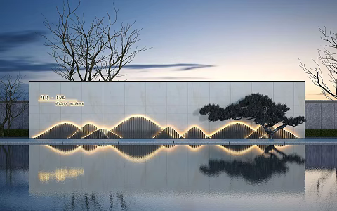 New Chinese Style Simple Garden Landscape Wall 3d model