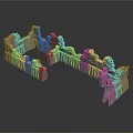 Ancient Great Wall 3D Model With Stone Fortress Walls And Crenellations