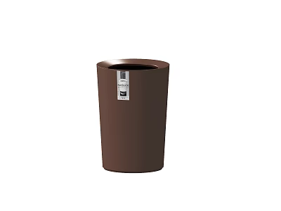 Durable Public Facility Brown Trash Can With Label For Outdoor Areas 3d model
