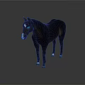 Realistic Gray Horse with White Hooves and White Forehead Mark on Black Background