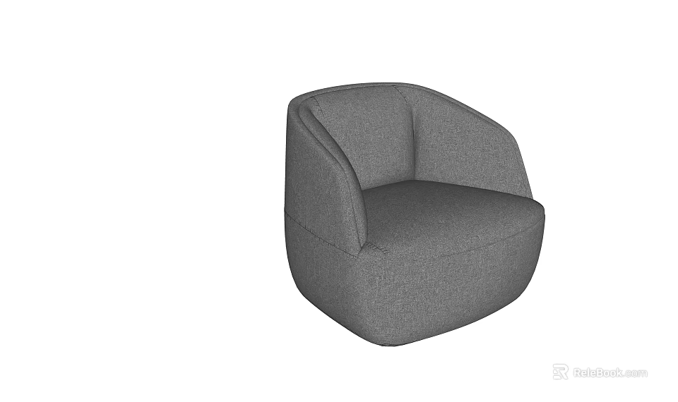 Modern Gray Fabric Single Sofa With Rounded Armrest And Comfortable Seat 3d model
