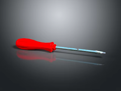 Red Handle Screwdriver with Metal Shaft Essential Hardware Tool for DIY Repairs 3d model