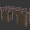 Castle Style Entrance Gate With Arched Design Stone Brick And Crenellated Top