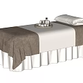 Comfortable Massage Bed with Brown and White Textured Bedspread Tray and Pillows