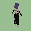 Game Character With Purple Hair Golden Crown Black Crop Top And Flared Pants Decorations