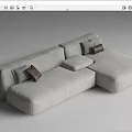 Gray L Shaped Sectional Sofa With Modern Design And Decorative Cushions 3d model
