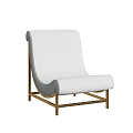 Modern Accent Chair with White Upholstery Curved Backrest and Wooden Frame Design