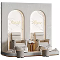 Gray Massage Chairs In Arcadia Beauty Relaxation Space With Arched Marble Wall