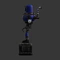 Detailed Vintage Blue Ironhead Robot Figure Standing On Sturdy Metal Base