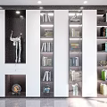 Modern Bookcase With Multi Layer Shelves Decorative Items And Lighting 3d model