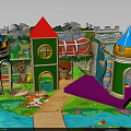 Kids Playground Castle Featuring Safe Swing Door And Animal Decorations Design
