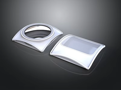 Sleek White Scene Components With Circular Opening And Rectangular Transparent Cover 3d model